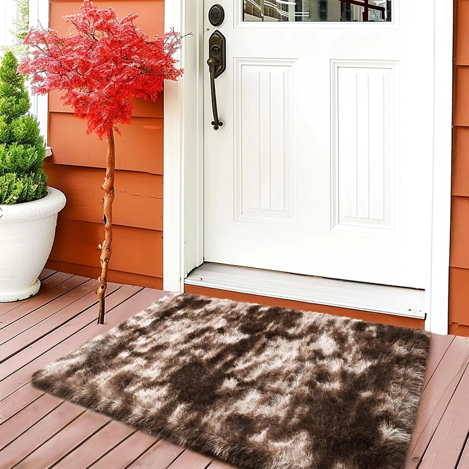 VIKAMA Alfombra de peluche teñida anudada 40x60cm Manta de área suave para el hogar Dormitorio de niñas Manta de cama Habitación infantil Decoración Antideslizante Alfombrilla de piso