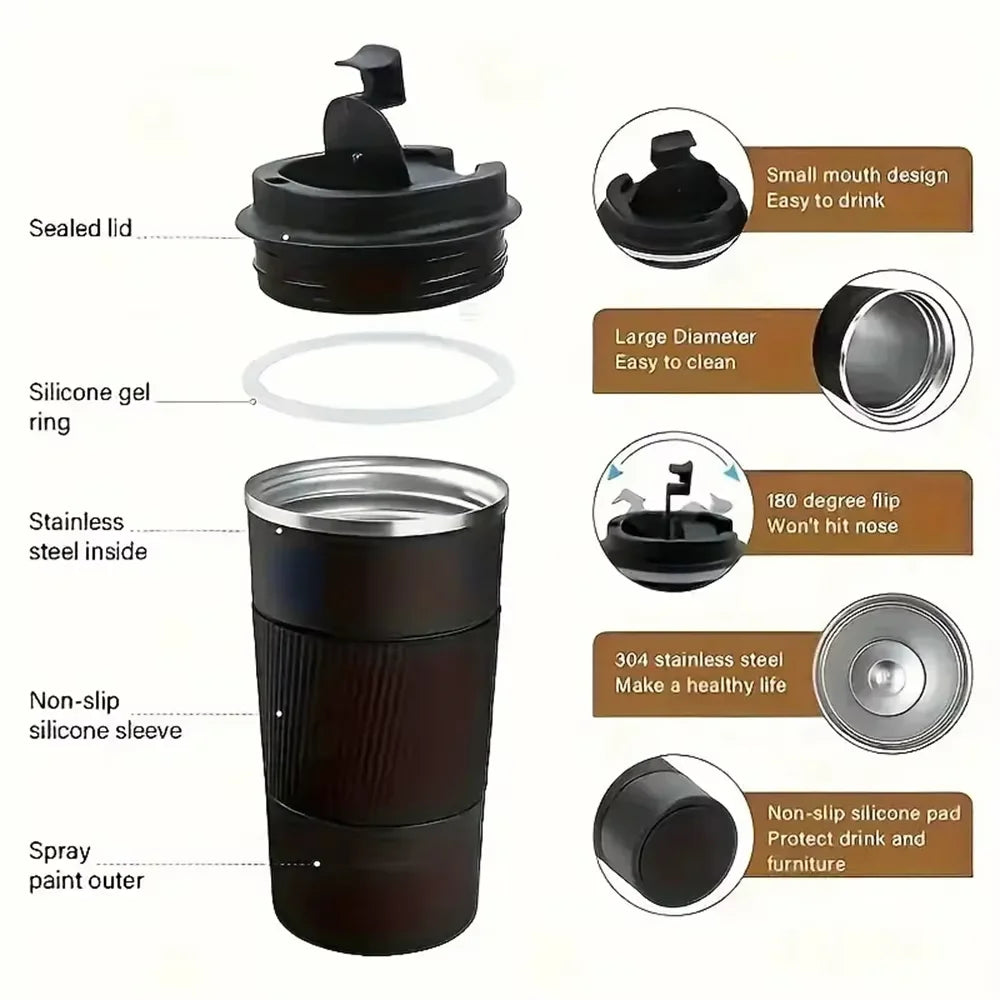 12.85/17.25oz Stainless Steel Thermos Insulated Cup Double-layer Leak-Proof Travel Mug For Sports Outdoor Portable Vacuum Bottle