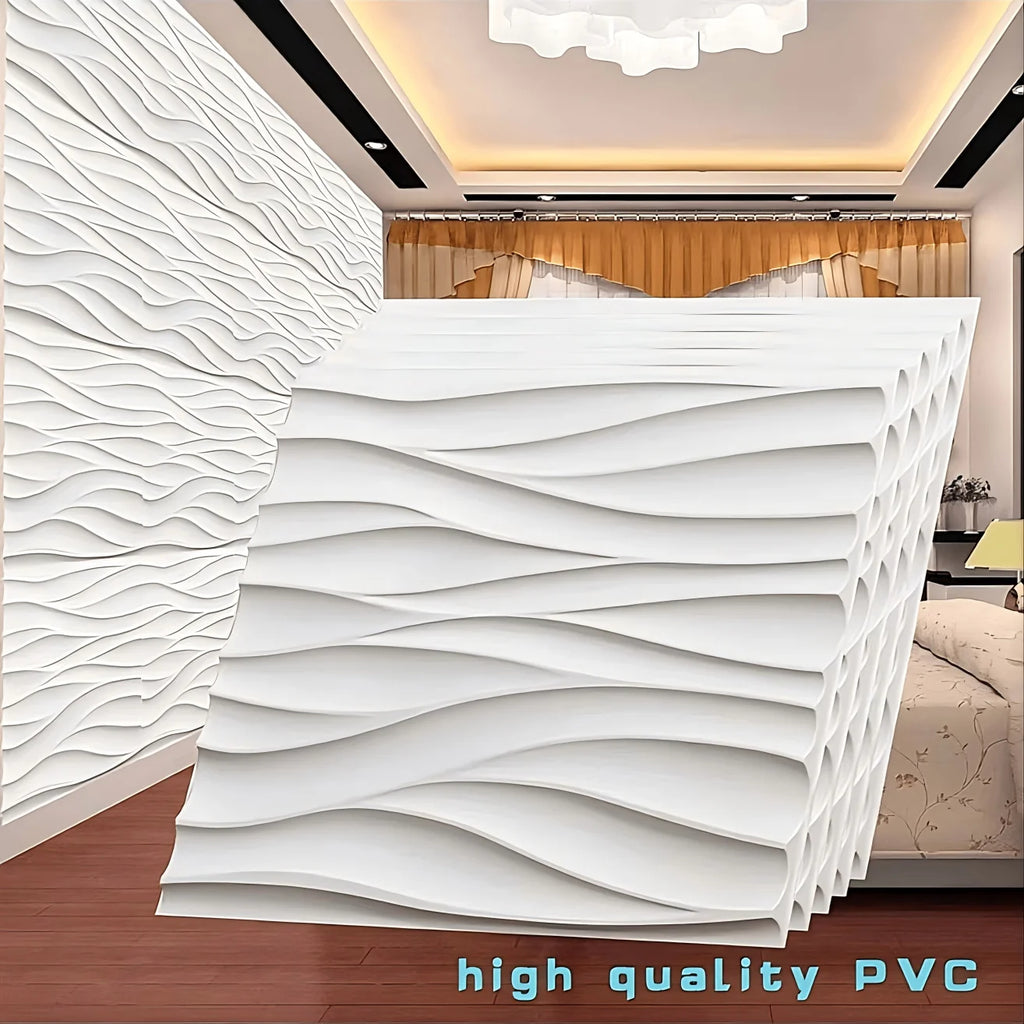 Paneles de pared de onda tridimensionales de 30x30 cm, decoración de pared interior, papel tapiz pintable, paneles de revestimiento de pared 3D para sala de estar