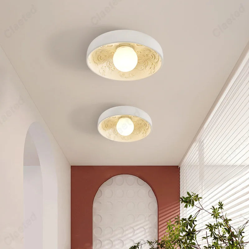 Lámpara de techo LED europea simple y creativa, estilo crema, para sala de estar, comedor, pasillo, porche, iluminación decorativa.