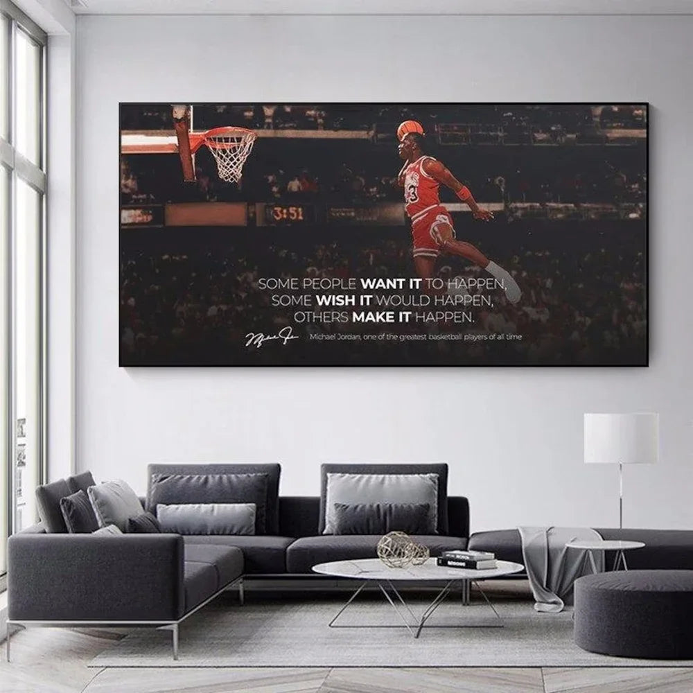Modern Vintage, Wall Art, Quotes Inspirational Basketball Stars, Canvas Printed Poster, Home Living Room Bedroom Decoration