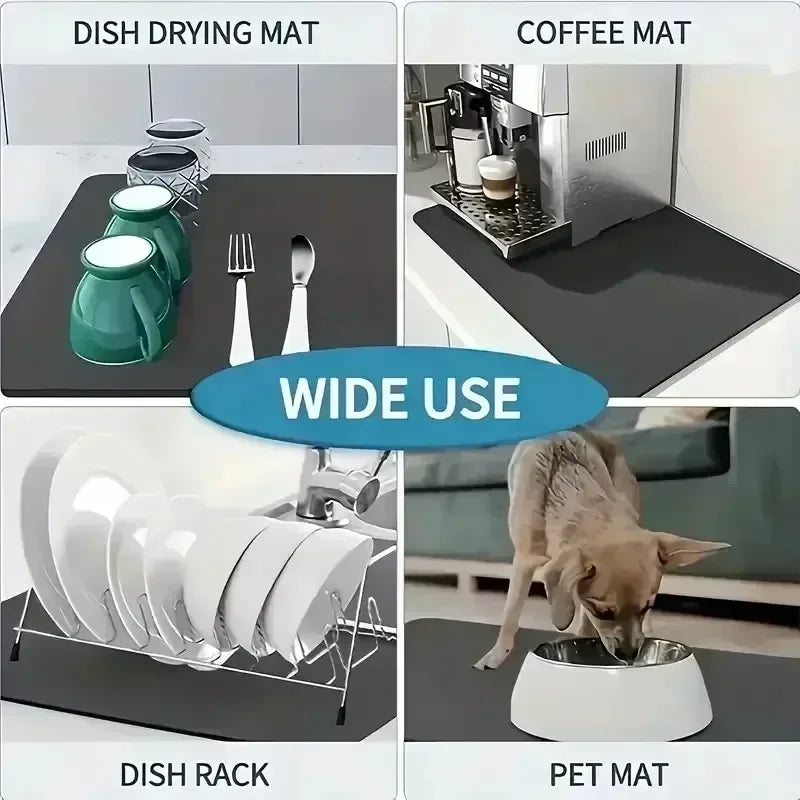 Alfombrilla Absorbente para Cafetera VIKAMA, Absorbente de Agua y Aceite, Escurridor de Platos de Cocina, Alfombrilla Absorbente de Secado Rápido, Alfombrilla para Platos, Decoración del Hogar