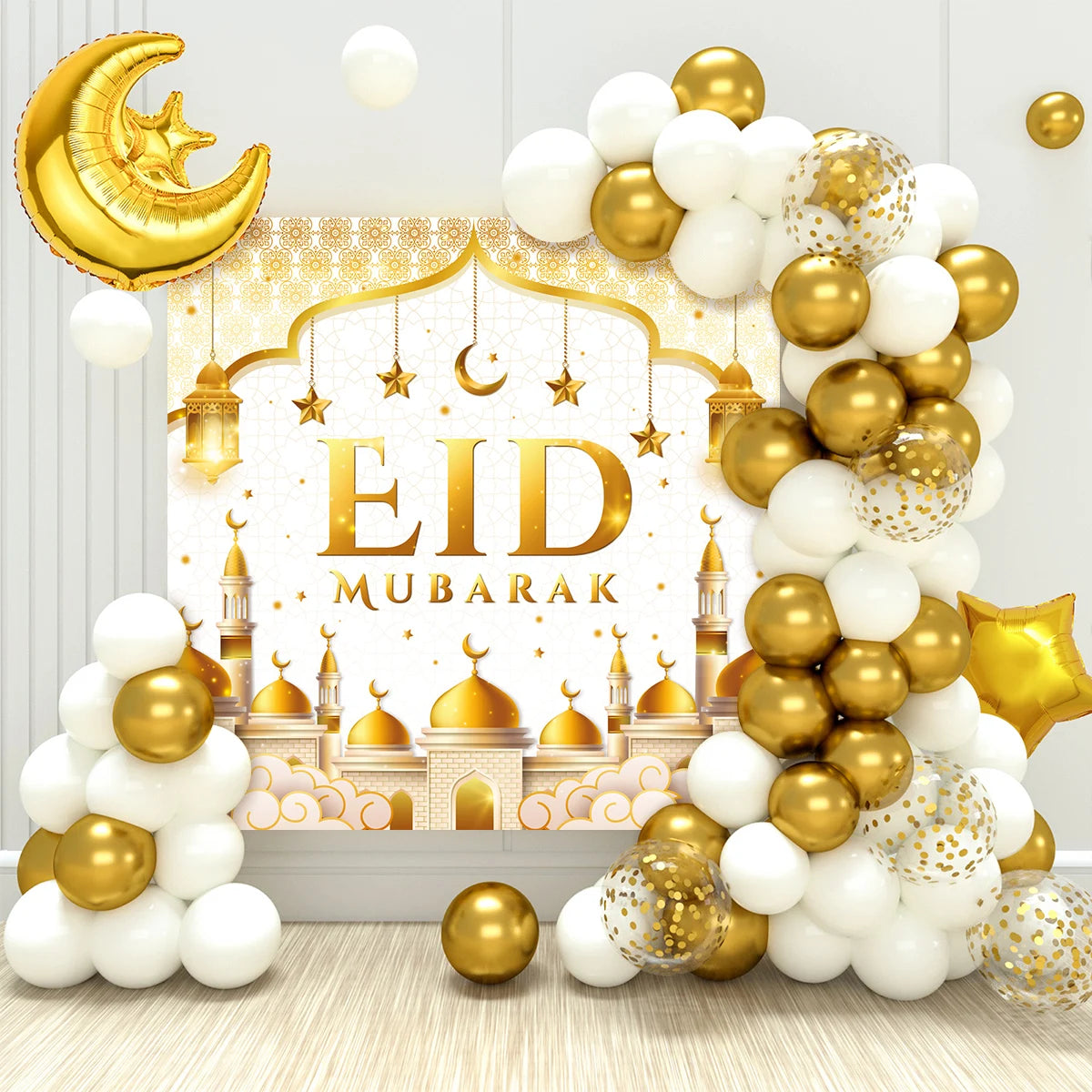 Lot de ballons Eid Mubarak pour le ramadan, décoration de ramadan Kareem, fournitures de fête musulmane islamique 2025