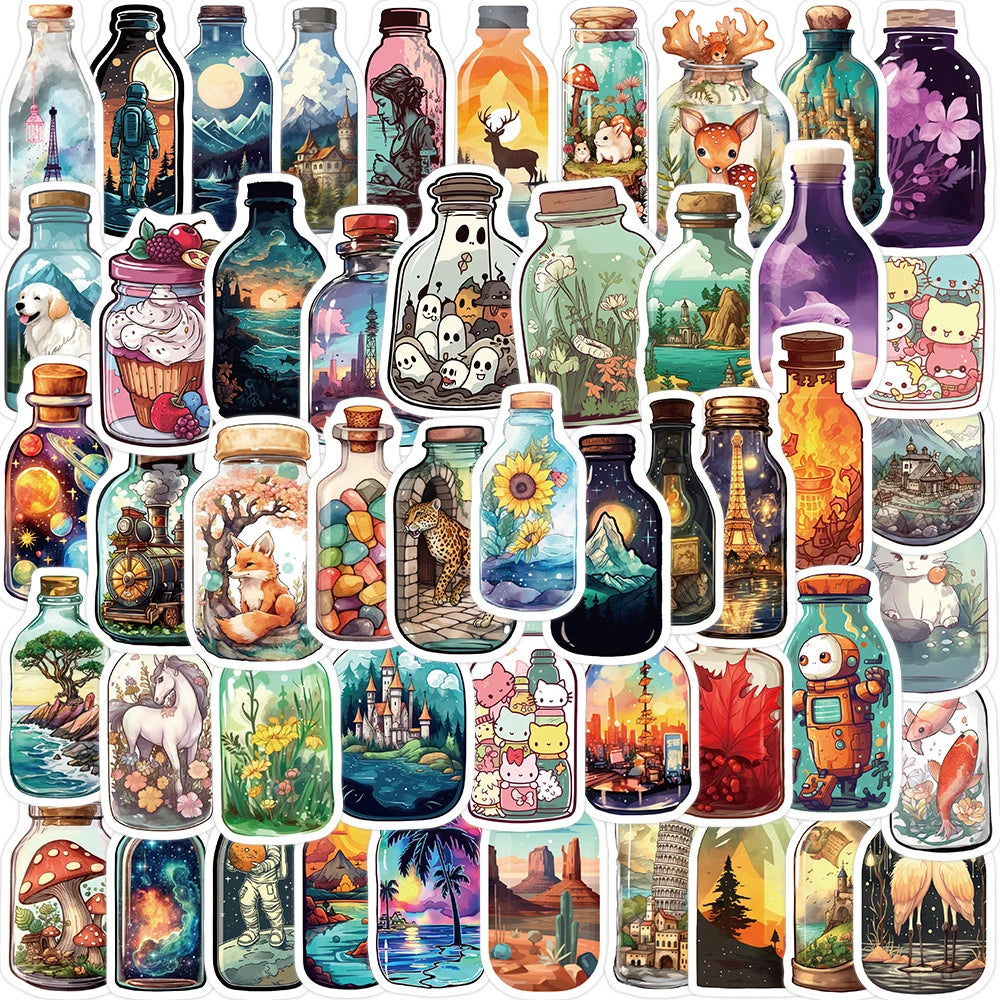 10/30/50PCS Pegatinas de dibujos animados de Bottle World estilo INS Calcomanía estética Equipaje Patineta Graffiti lindo Niña degradado Juguetes con pegatinas