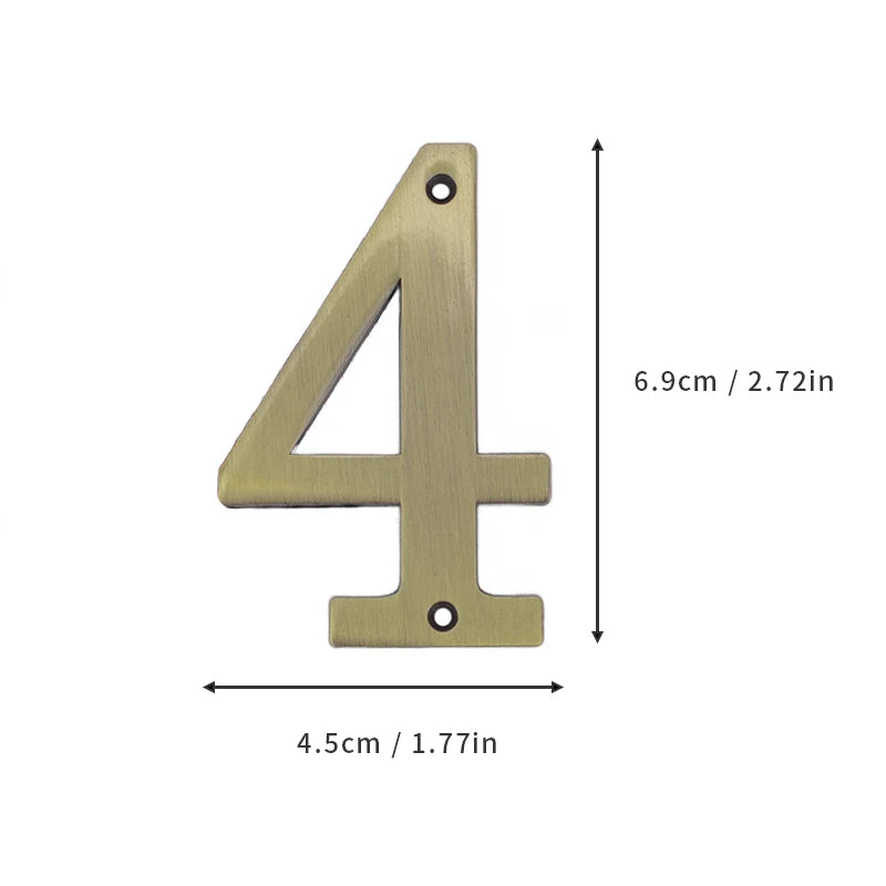 1Pcs 3Inch Metal House Numbers with M2 Screws Solid Zinc Alloy Mailbox Numbers 3D Address Numbers for Outside House Apartment