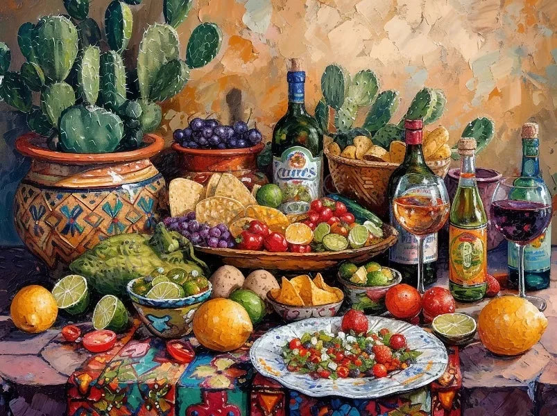 Arte de pared de México colorido vintage, pintura tradicional de la vida en el mercado, póster impreso en lienzo HD, decoración para sala de estar, dormitorio