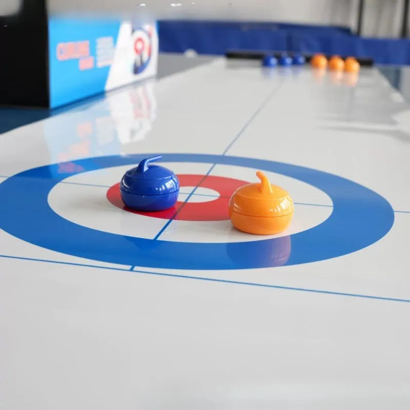 Juegos de curling de mesa, entretenimiento familiar, juegos de mesa para reuniones familiares, 8 bolas por juego, marco de plástico, blanco/rojo/amarillo/azul