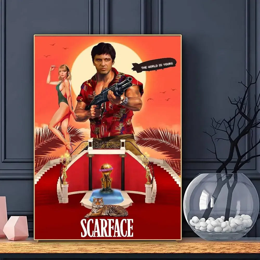 Póster HD de la película S-ScarfaceS para pared, impermeable, para sala de estar, bar