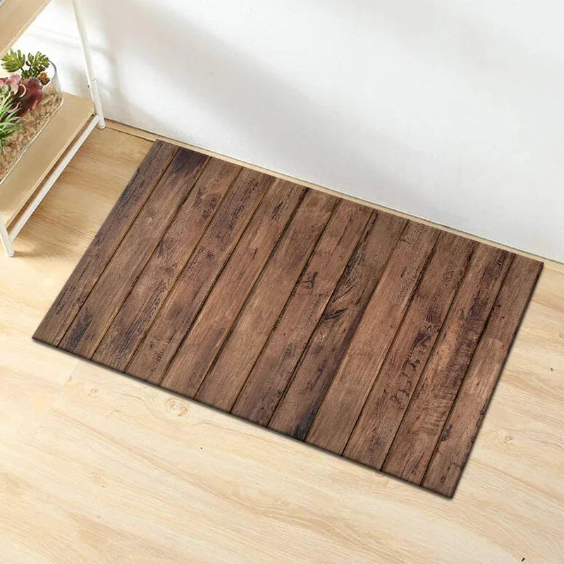 VIKAMA 1/2 PIEZAS Tapete de Cocina de Madera Vintage Cómodo Antideslizante Alfombra de Área Interior Tapete para Pies Decoración del Hogar Lavandería Balcón