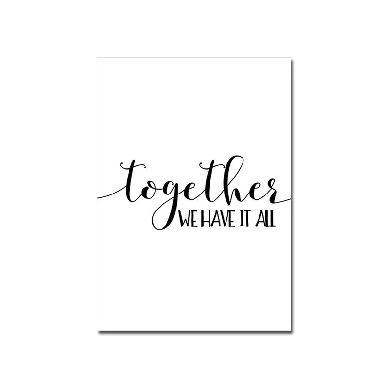 Happy Family Quote Wall Art Black White Poster Love Heart Print Nordic Canvas Painting Minimalist Picture Living Bedroom Decor