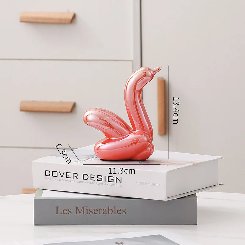 Nordic Ceramic Swan Sculpture Animal Decorative Figurine Home Decor Room Accessory Swans Decorative Item