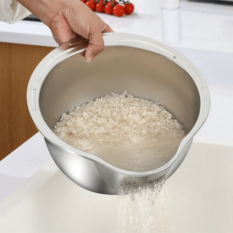 Panier de lavage de légumes et de riz, passoire, bol en acier inoxydable, plateau, accessoires de lavabo, panier de vidange pour cuisine