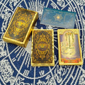 Magnifiques Cartes de Tarot en Plastique Doré Merveilleux Jeux de Société de Divination Prédictive Jeu d'Oracle Astrologique Étanche avec Livret