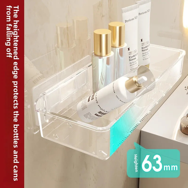 Estante de almacenamiento de cosméticos y productos para el cuidado de la piel montado en la pared para el baño sin necesidad de taladrar, estante de almacenamiento multifuncional para cocina/baño.