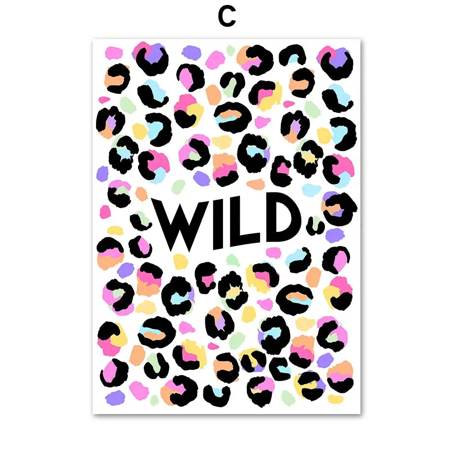 Póster nórdico de lona con diseño de labios, jarrón de flores, guepardo salvaje, tigre, arcoíris, chica, para decoración de sala de estar