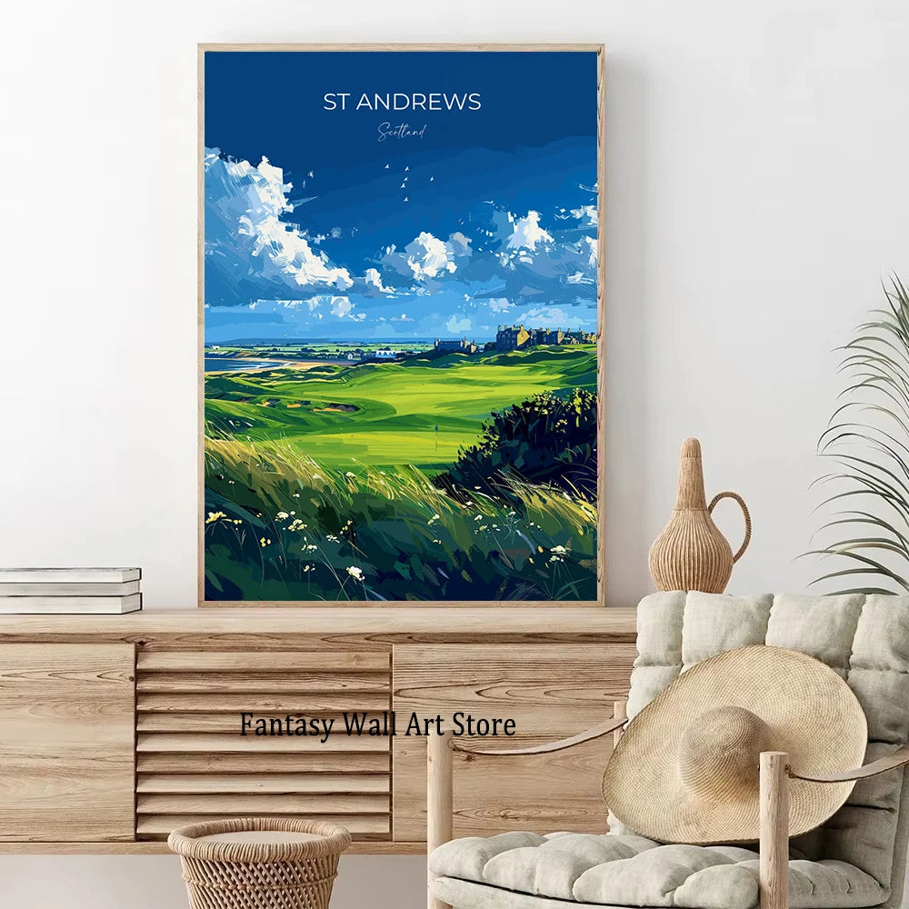 Escocia Tierras Altas St Andrews Edimburgo Glencoe Póster de Viaje Escocia Paisaje Estético Decoración de Pared Impresiones en Lienzo Regalo de Viaje