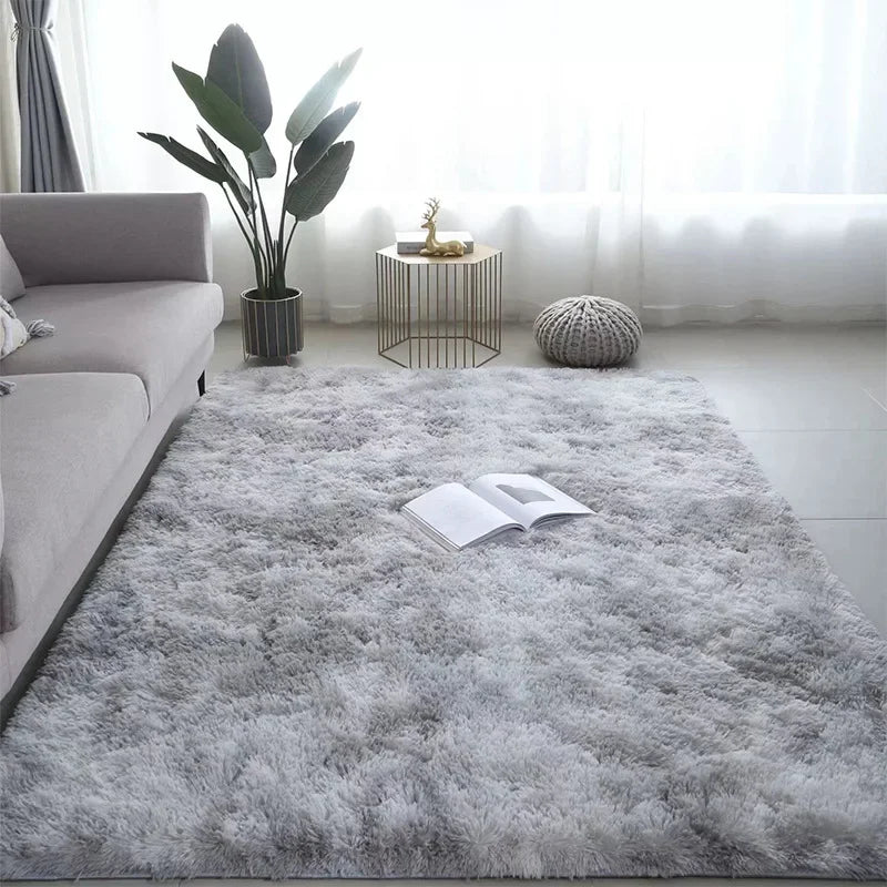 Alfombra minimalista de pelo largo de color liso VIKAMA, mullida y suave, para sala de estar, sofá, mesa de centro, alfombra para cuarto de niños, decoración del hogar