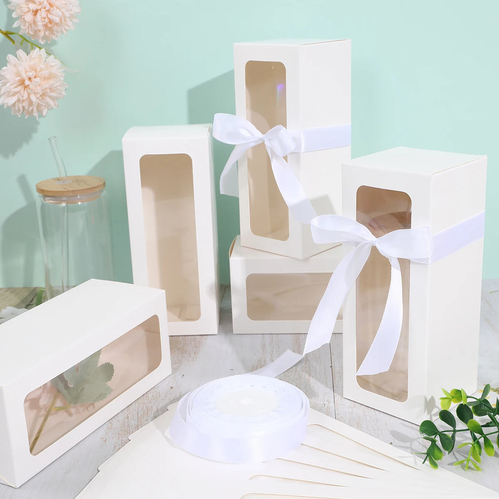 10 boîtes cadeaux en verre blanc noir, laser argenté, boîtes d'affichage en verre, boîtes cadeaux transparentes, bocaux pour tasses d'eau, verre de sublimation