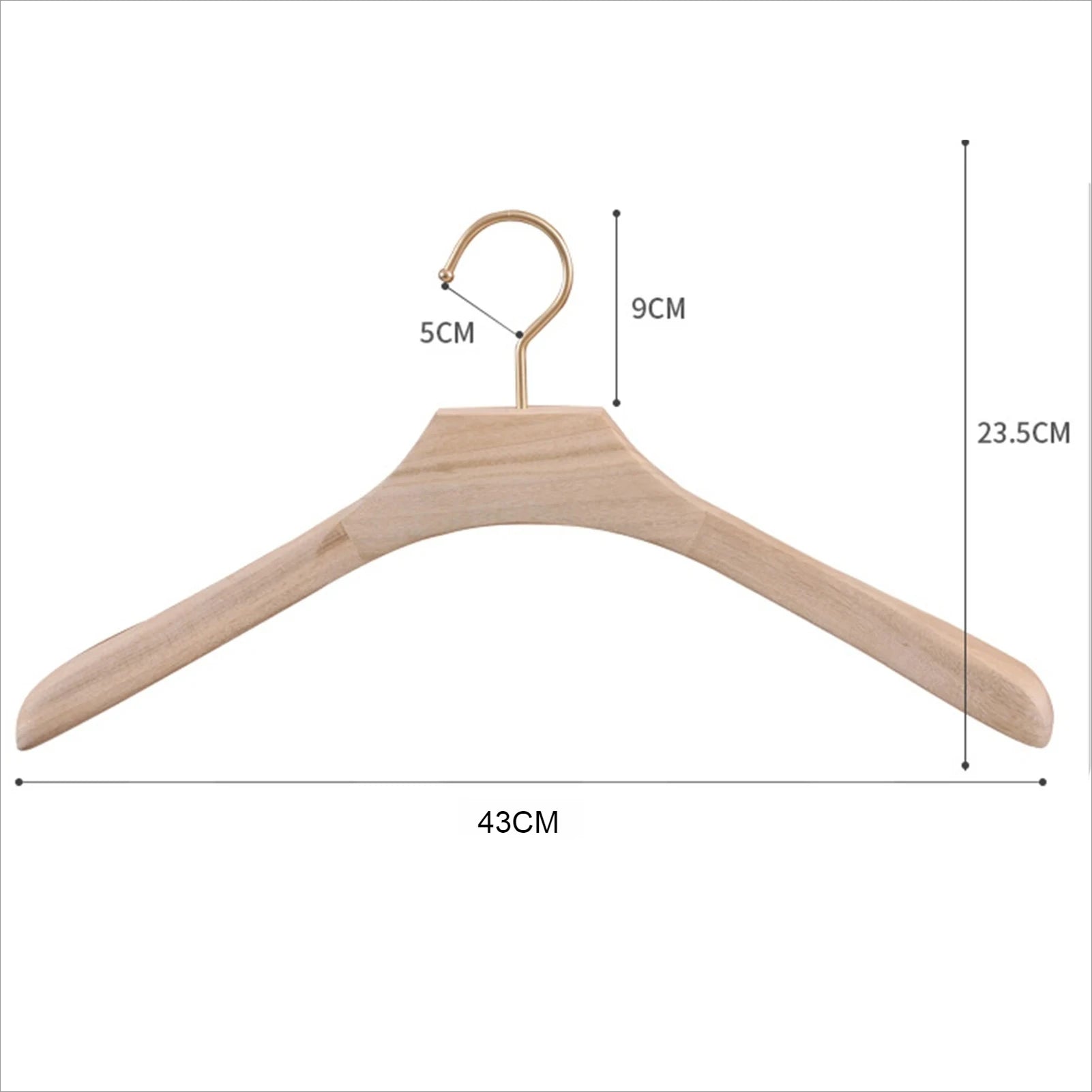 1 unidad Percha de madera de alcanfor natural para armario, ropa, traje de hombro ancho, colgador de ropa antideslizante 43x3cm