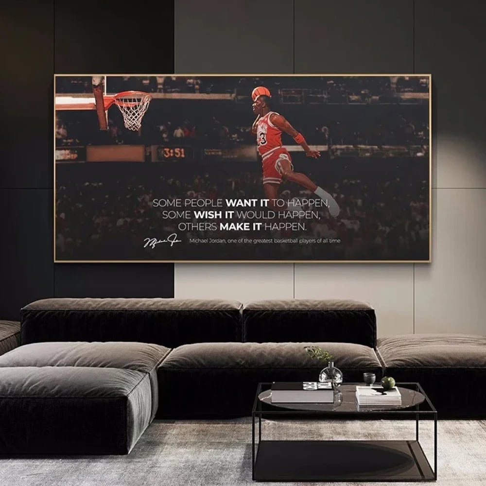 Modern Vintage, Wall Art, Quotes Inspirational Basketball Stars, Canvas Printed Poster, Home Living Room Bedroom Decoration
