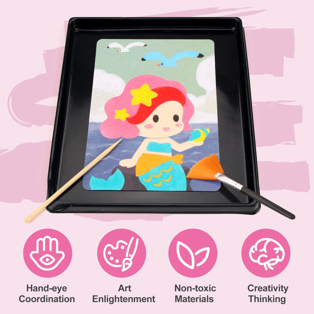 Kit de Arte con Arena DIY Artesanía de Pintura de Arena 14 Colores 12 Tarjetas de Pintura de Arena de Princesas Juguetes Montessori Juguetes Educativos para Niños Regalos