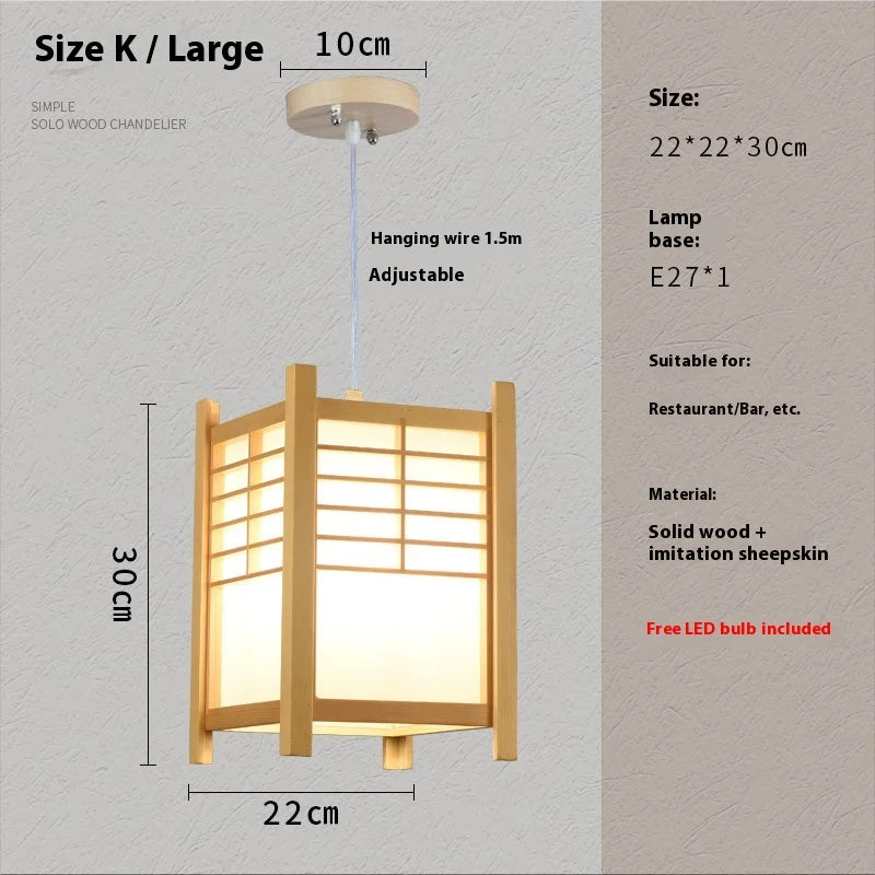 Lámpara Colgante de Madera Maciza para Sala de Estar Comedor Cocina Casa de Huéspedes Estilo Japonés Lámpara de Suspensión Decoración Artística E27