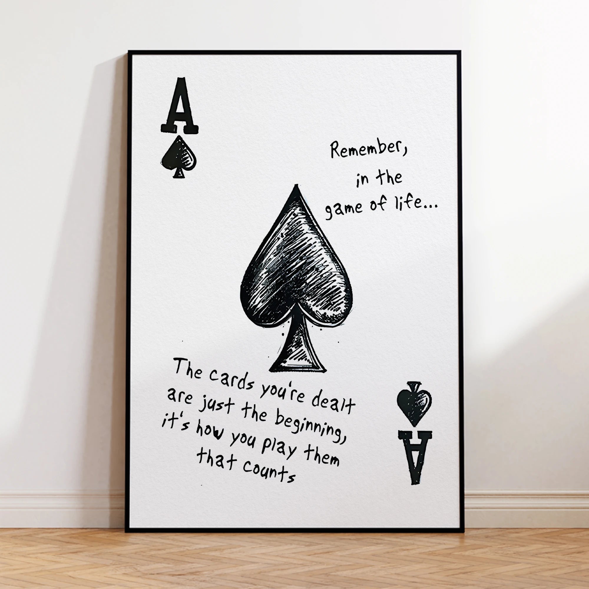 Modern Vintage Poker Ace Of Spades Cards Letter Quotes Wall Art Prints Canvas Painting Poster Picture For Living Room Home Decor