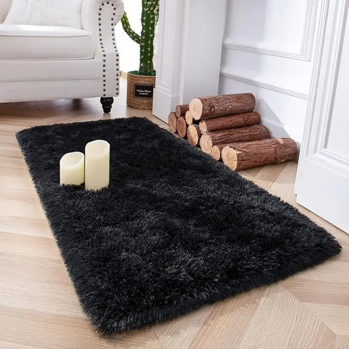 VIKAMA Alfombra de peluche teñida anudada 40x60cm Manta de área suave para el hogar Dormitorio de niñas Manta de cama Habitación infantil Decoración Antideslizante Alfombrilla de piso