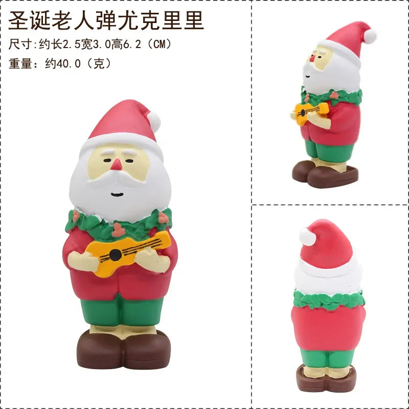 Zakka Figuras Navidad Japonés Creativo Exquisito Mate Resina Navideña Pequeña Decoración Cisne Puff Ukelele Trineo Sofá Reno