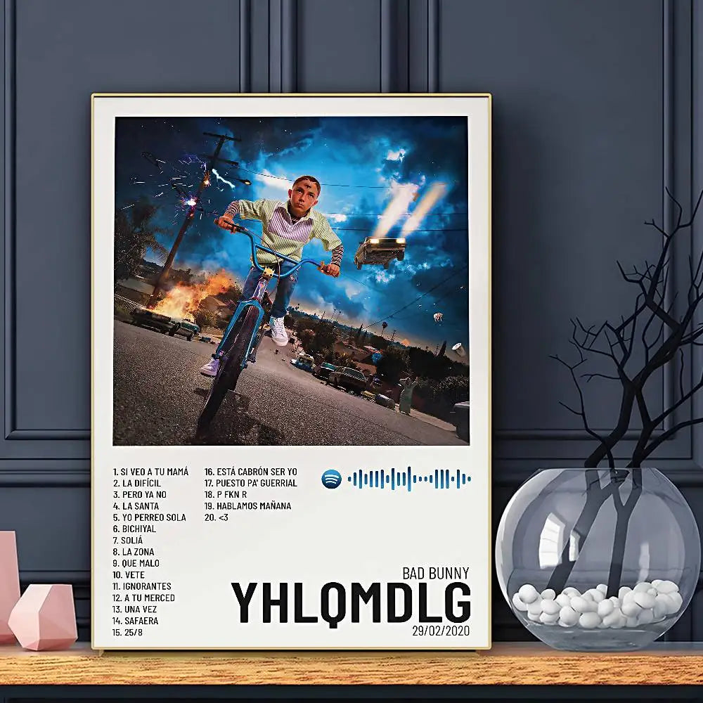 Póster B-Bad B-BunnyS de cantante, arte de pared autoadhesivo, impresión impermeable para el hogar, sala de estar, dormitorio, bar, decoración estética