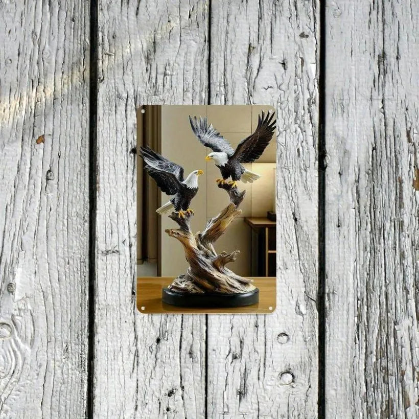 Escultura de pared Águila Vintage 8x12 Pulgadas Aluminio Decoración para el hogar Regalo rústico