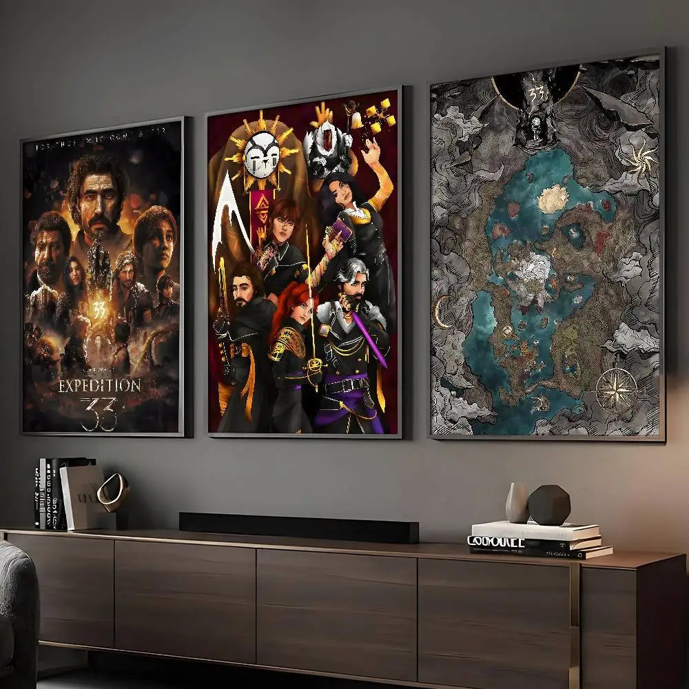 C-Clair O-Obscur E-Expedition 33 Affiche Murale Adhésive Imprimée Étanche Décor Esthétique pour Maison, Salon, Chambre, Bar