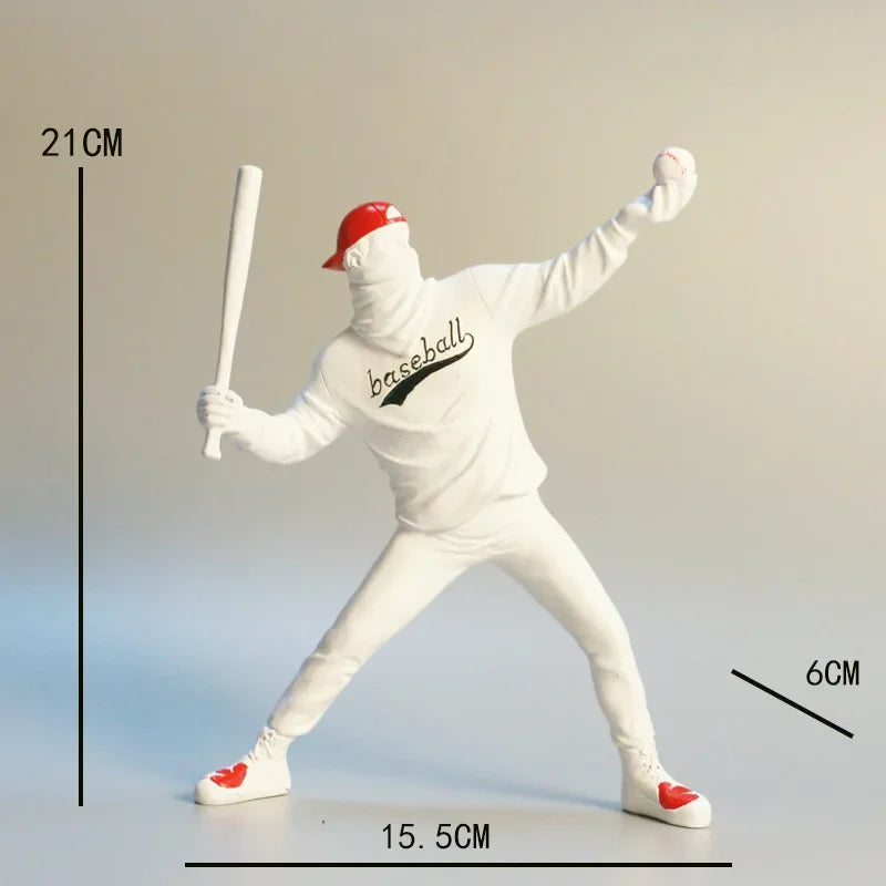 Décoration intérieure Résine Rue Art Abstrait Statue Sculpture Figurine Jouet Figure de Baseball Décoration de la Maison du Bureau