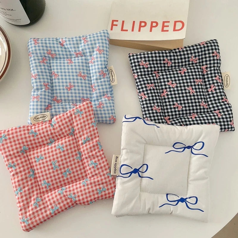 Lattice Series Multi-color Square Korean Cotton Coasters Fresh Table Cloth Heat Insulation Mat Coffee Cup Placemat Table Decor