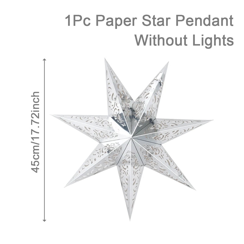 30-75cm Hollow Star Hanging Pendant Eid Mubarak Christmas Ramadan Decoration 2024 Islamic Muslim Party Decor Ramadan Kareem Gift