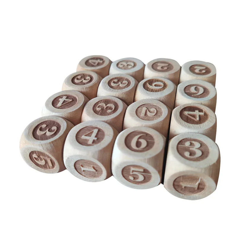 10 unids/set Dados de Madera de 6 Caras Grabado Láser Dados Digitales Accesorios de Juegos DIY 20mm