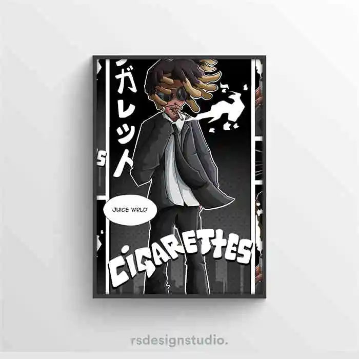 Póster de Juice WRLD Pop Hip Hop Rap Cantante Álbum de Música Portada de Bar de Asma Foto Arte HD Lienzo
