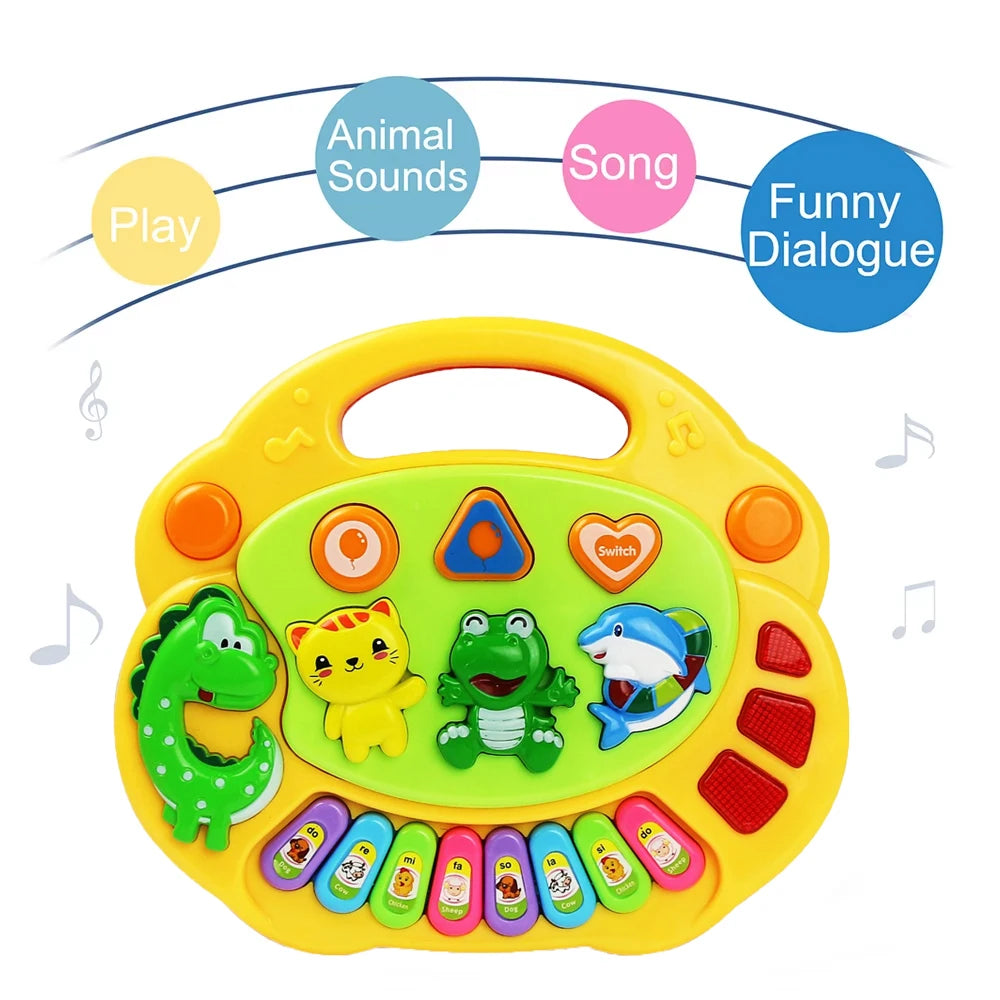 Juego de Teclado de Piano de Dibujos Animados para Niños con Luces Intermitentes, Música, Sonidos de Animales, Juguetes Musicales para Bebés, Juguetes Educativos, Regalos para Niños