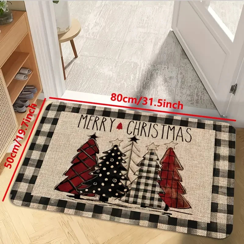 Tapis à thème sapin de Noël VIKAMA, tapis doux antidérapant pour la maison, paillasson d'entrée, ensemble de deux tapis de cuisine, tapis de pied de salle de bain