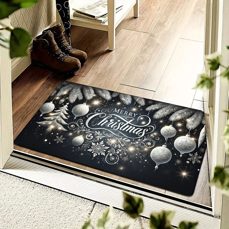 Alfombra de Navidad VIKAMA, felpudo suave, alfombra de árbol de Navidad romántica para sala de estar, alfombra para dormitorio, felpudo de bienvenida para exteriores