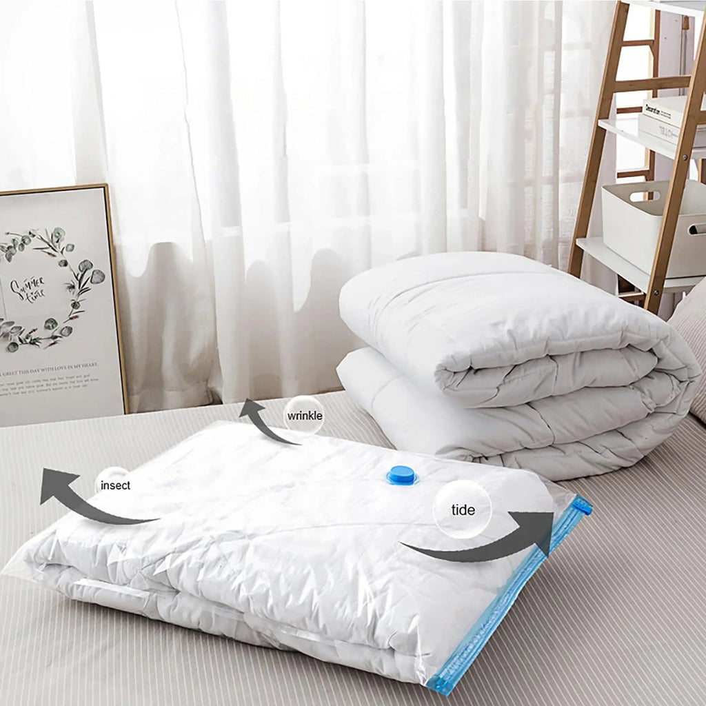 Lot de 4 sacs de rangement sous vide à compression, sac de rangement scellé pour vêtements, organisateur ménager pour économiser de l'espace, pompe manuelle non incluse