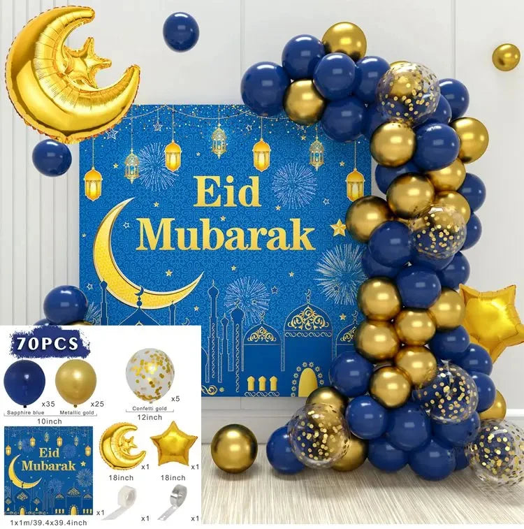 Ballons Aïd Moubarak Fond Ramadan Kareem Décoration Ramadan Moubarak Musulman Islamique Joyeux Aïd Festival Fête Fournitures 2025