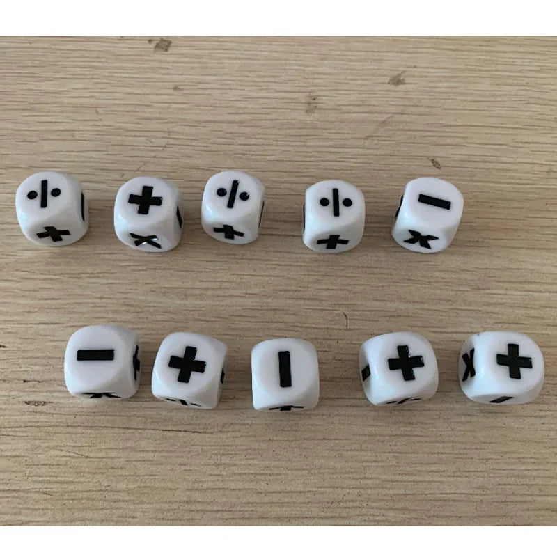 10 Dados de Símbolos de Suma y Resta, Accesorios Auxiliares de Operación, Dados de Multiplicación y División