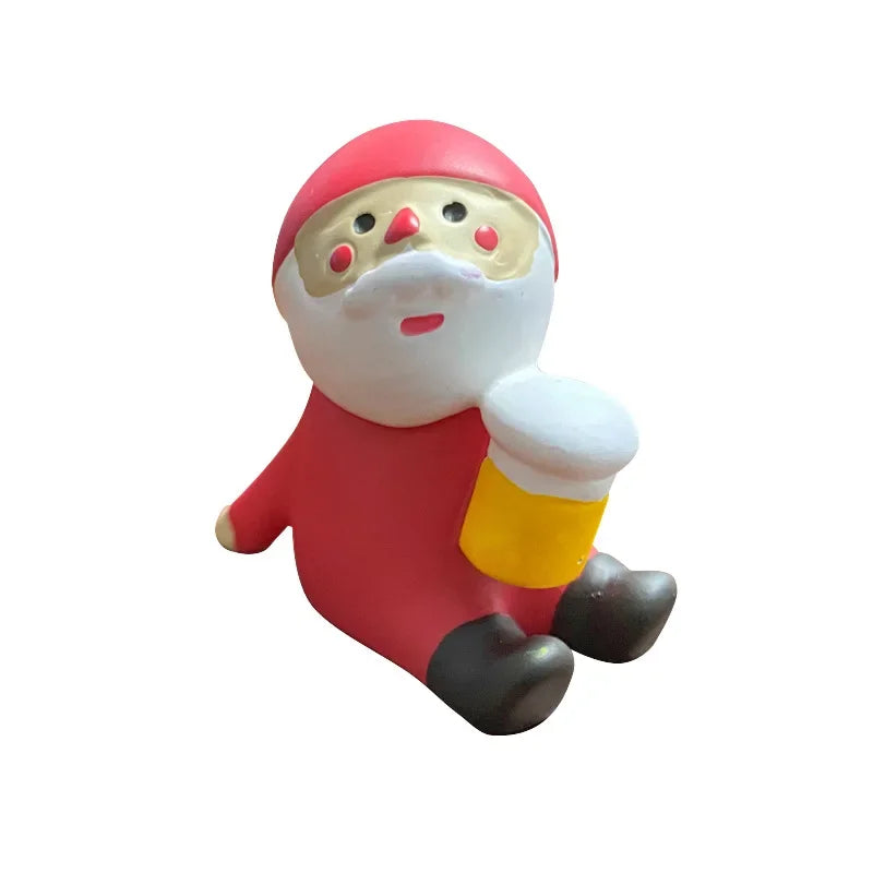 Zakka Figuras Navidad Japonés Creativo Exquisito Mate Resina Navideña Pequeña Decoración Cisne Puff Ukelele Trineo Sofá Reno