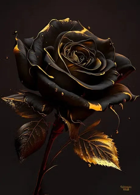 Classic, Vintage, Wall Art, Gold Black Roses Sunflowers, HD Canvas Printed Poster, Home Living Room Bedroom Decoration