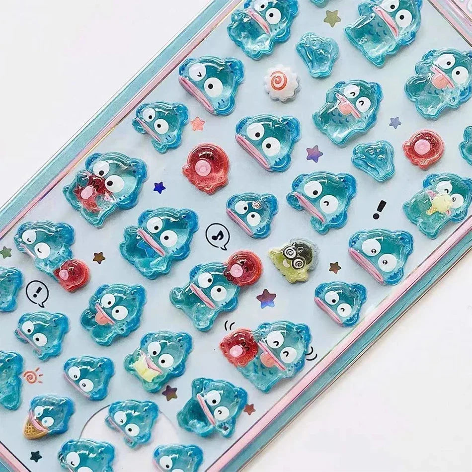 Cute Anime Hellokitty Kuromi Cinnamoroll 3D Sanrio Stickers Transparent Jelly Crystal Decorative Sticker Phone Case DIY Kids Toy