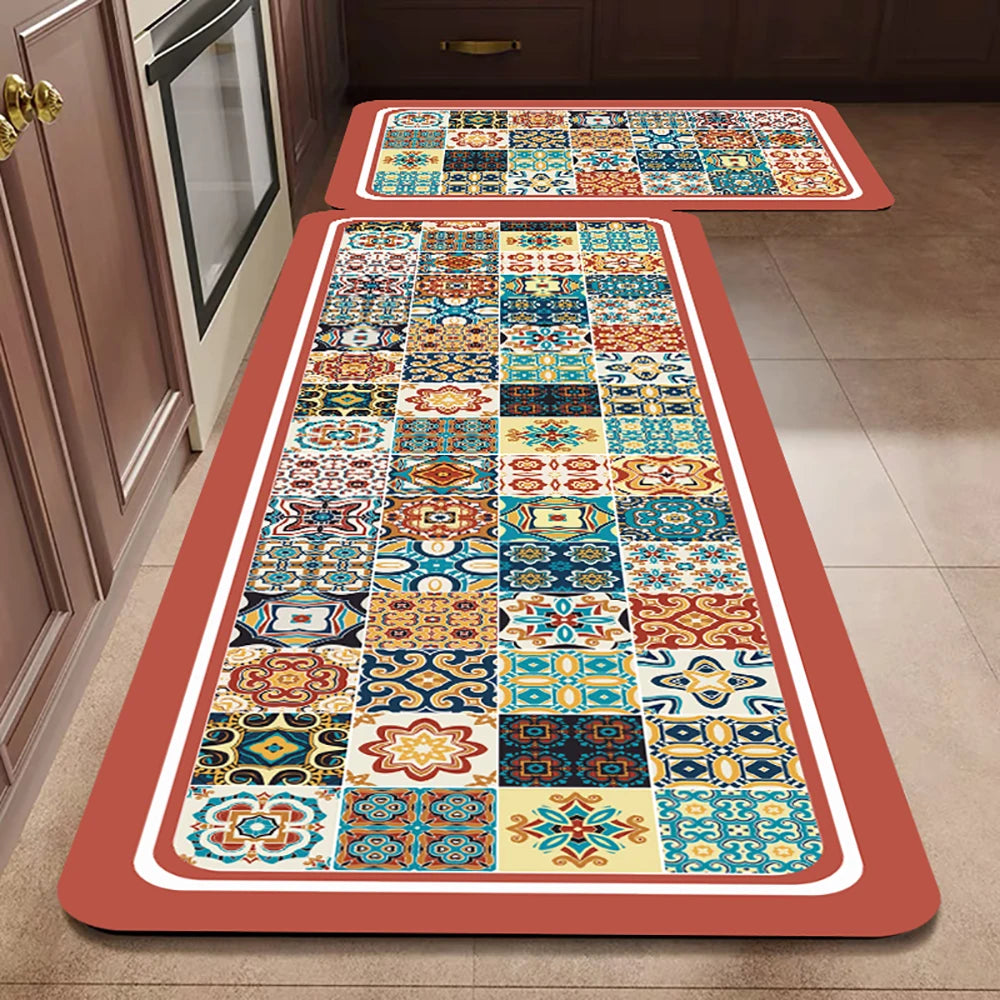 VIKAMA 1/2PCS Alfombra de cocina resistente al aceite, alfombra de baño absorbente de secado rápido, felpudo antideslizante para decoración del hogar