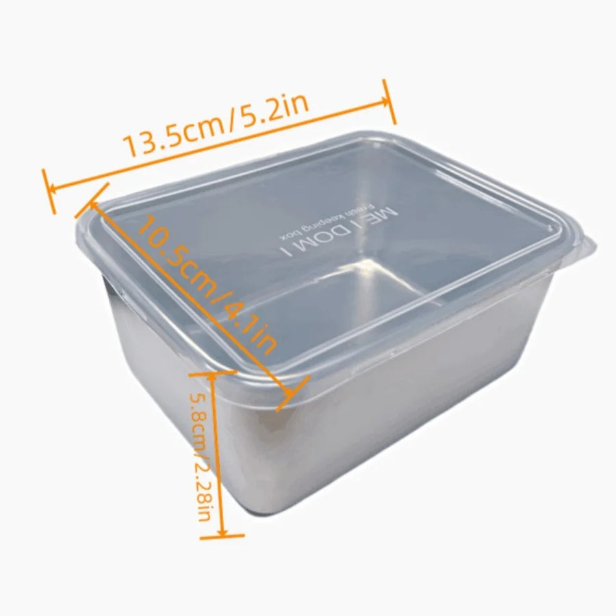 Récipient alimentaire rectangulaire en acier inoxydable pour conserver la fraîcheur, boîte de rangement pour pique-nique, boîte à bento, réfrigérateur, congélateur, assiette de restaurant