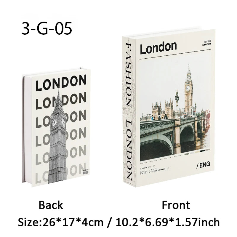 Paris New York Luxury Fake Book Storage Box Brazil Mexico Decorative Books Home Decor Coffee Table Shelf Interior Decoration
