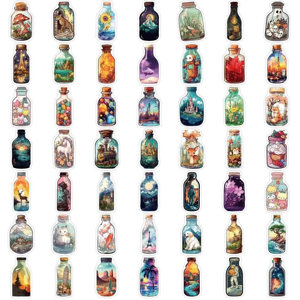 10/30/50PCS Pegatinas de dibujos animados de Bottle World estilo INS Calcomanía estética Equipaje Patineta Graffiti lindo Niña degradado Juguetes con pegatinas